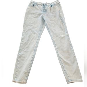 Acid wash skinny cropped jeans